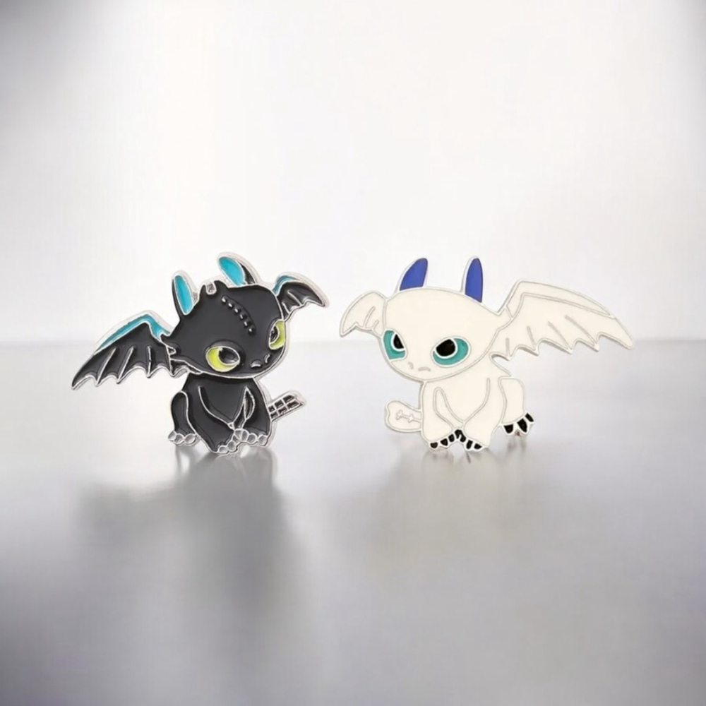 How to Train Your Dragon Enamel Pins Set Black White
